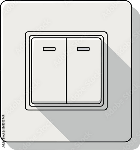 Modern light switch with two buttons in simple design perfect for electrical and home improvement projects