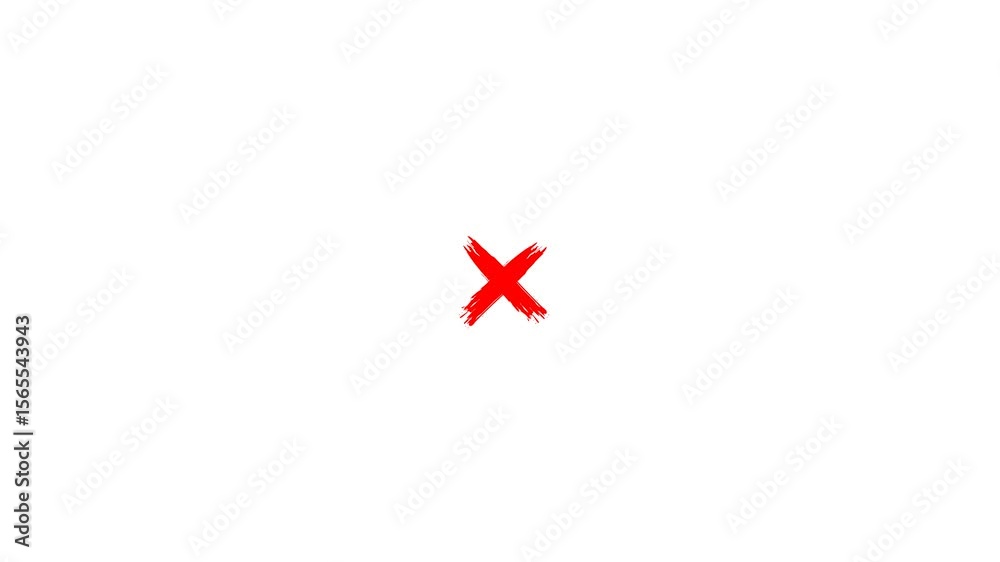red arrow button, painted red cross brush,  X cross Mark, cancelled sign, wrong Grung check mark animation video with alpha channel.