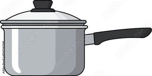 Simple vector illustration of a covered cooking pot commonly used for preparing various dishes on a stove