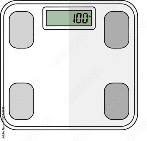 A digital scale displaying the number one hundred representing weight or a health measurement in a simplified illustration