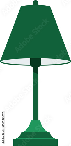 Simple green table lamp illustration perfect for interior design and home decor project assets