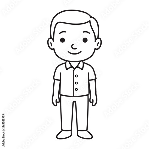 Cute Cartoon Boy Coloring Page – Simple Line Art for Kids to Color