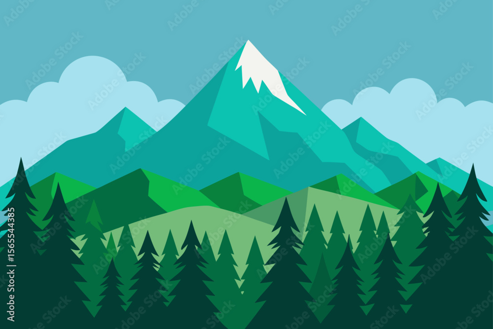Fototapeta premium vector illustration of a mountain landscape