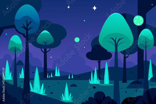 night city landscape with moon