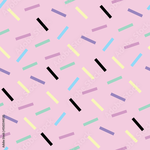 Donut glaze seamless pattern, multicolored confectionery sprinkles. Vector Illustration for backgrounds, covers and packaging. Image can be used for cards and textile. Isolated on white background.