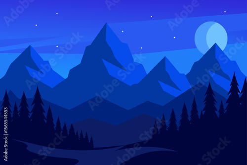 winter landscape with mountains vector illustration