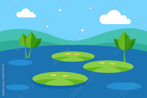 water lilies in the pond
