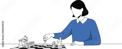 Illustration of a person playing chess focusing on strategy and mental acuity concept