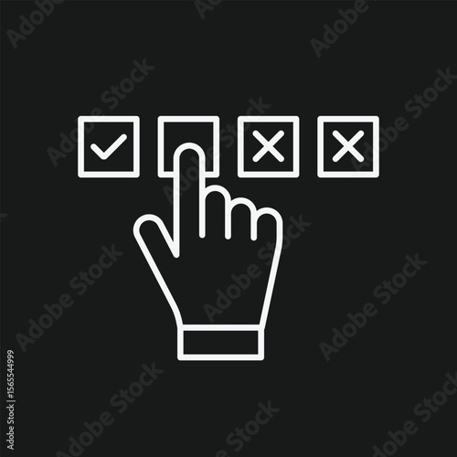 Choosing an Option Icon with Hand Selecting a Checkbox for Surveys, Voting Polls, and Customer Feedback