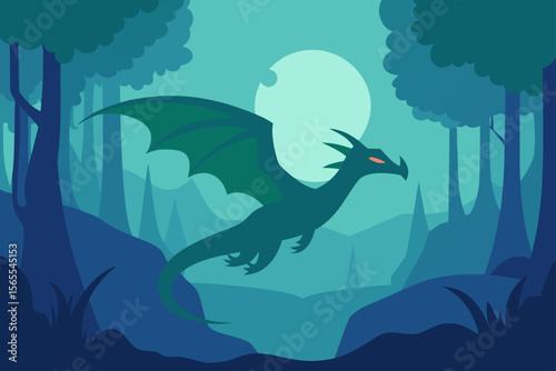 illustration of a bird in the forest