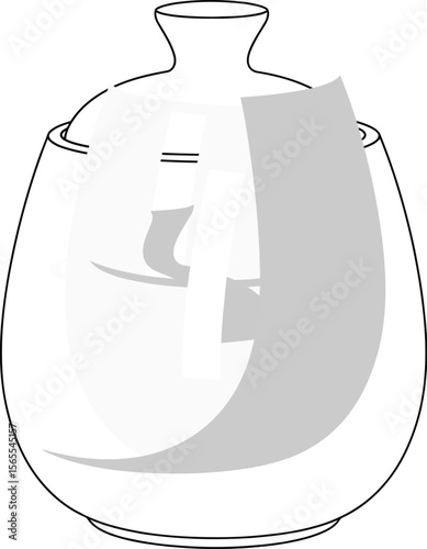 Simple elegant vector illustration of a sugar bowl with lid isolated on a white background suitable for design
