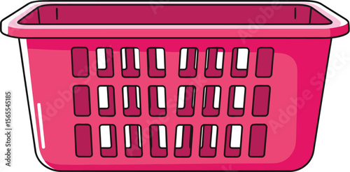 Pink laundry basket vector illustration with large open spaces for easy cleaning clothes and keeping things organized