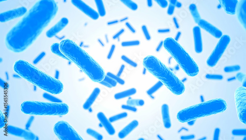 Blue Bacteria Microscopic View.