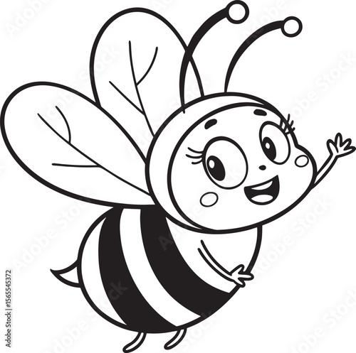 Buzzing with Joy: A cheerful cartoon bee with a playful wink and raised wing, ready for a delightful adventure!  