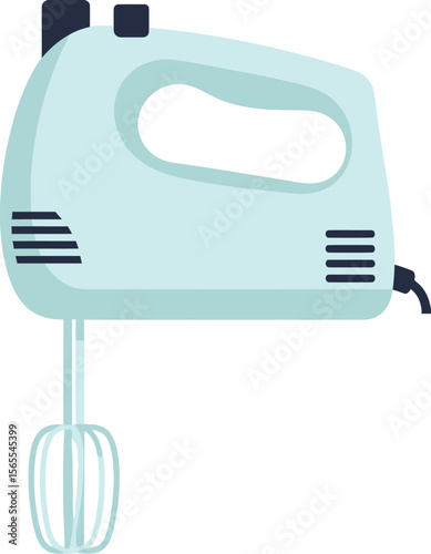 Flat design illustration of a modern electric hand mixer for baking and preparing food in the kitchen