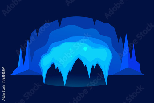 Enchanted Glacial Cave A Stunning Blue Ice Cave Illustration