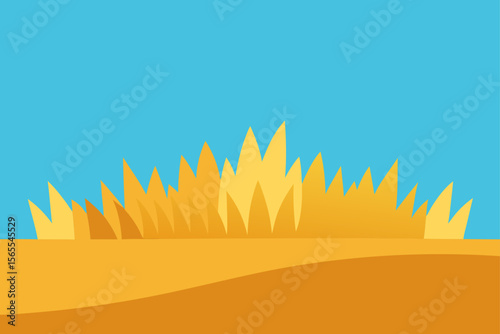 Golden Wheat Field Under a Vivid Blue Sky A Summer Harvest Illustration