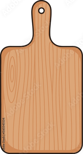 Vector illustration of a wooden cutting board kitchen utensil for food preparation and cooking purposes