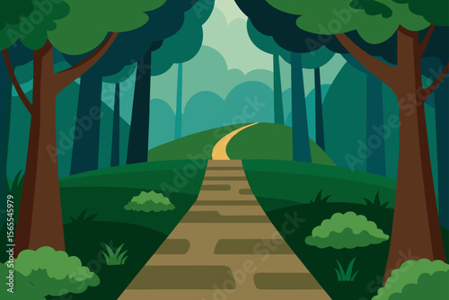 Serene Forest Path A Journey Through Lush Greenery and Winding Trails