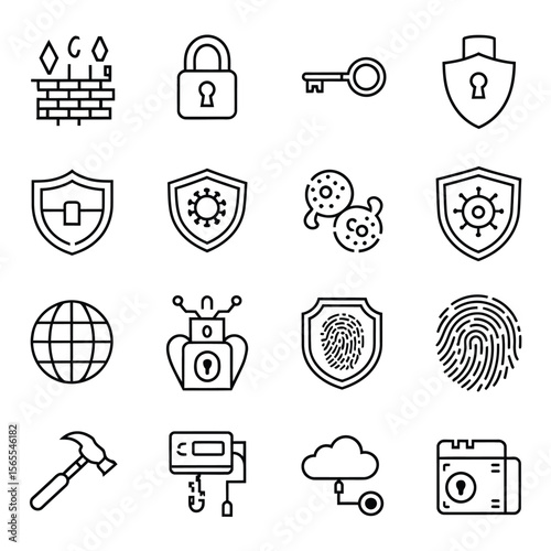 vector icons for robots, artificial intelligence, and the assistance provide in work and security 
