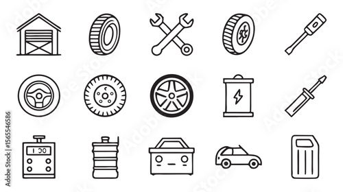Car repair and maintenance icons set automobile garage