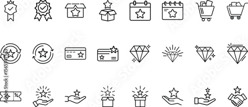 loyalty reward icons collection for membership benefits vector