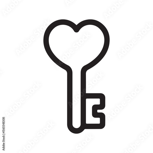 A heartshaped key is isolated on white background