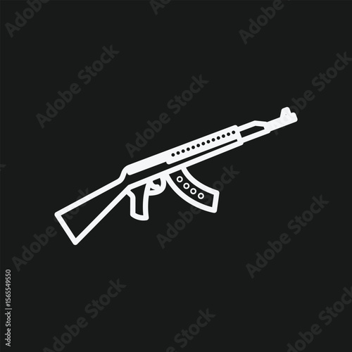 AK-47 Kalashnikov Assault Rifle Icon for Military Combat and First-Person Shooter (FPS) Gaming