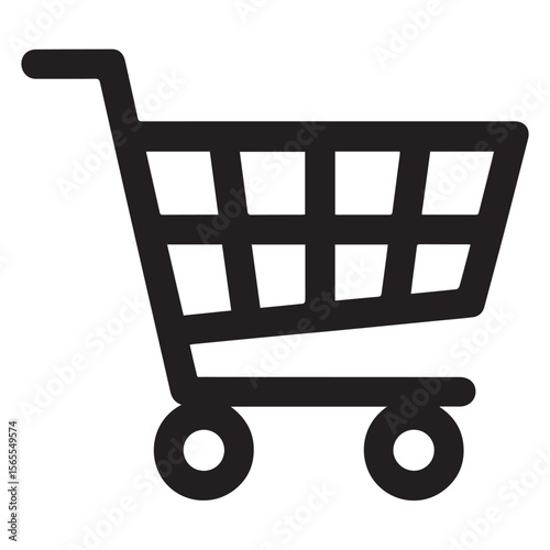 A simple black shopping cart icon, isolated on white background