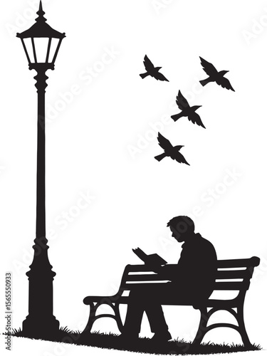 silhouette of a woman sitting on a bench