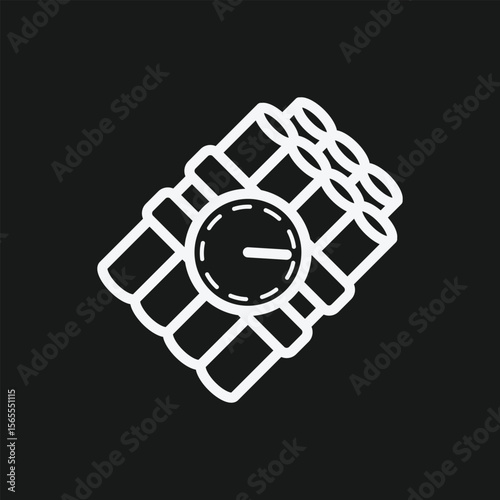 Time Bomb Icon with Dynamite and Clock Timer for Urgent Deadlines and Impending Crisis