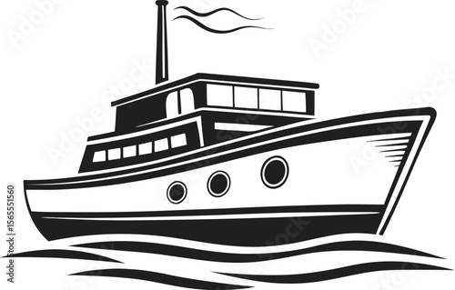 Classic Yacht Illustration Vintage Boat Design Vector Graphic