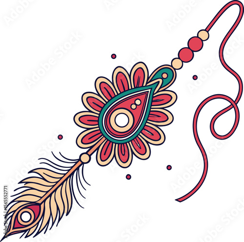 decorative rakhi with feather vector design