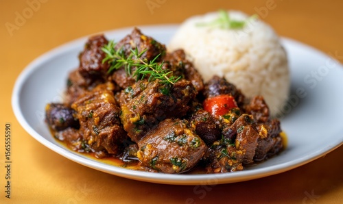 Zesty matoke with stewed beef dish