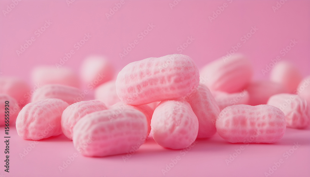 Pink marshmallow candies shaped like peanuts Pink marshmallow candies shaped like peanuts