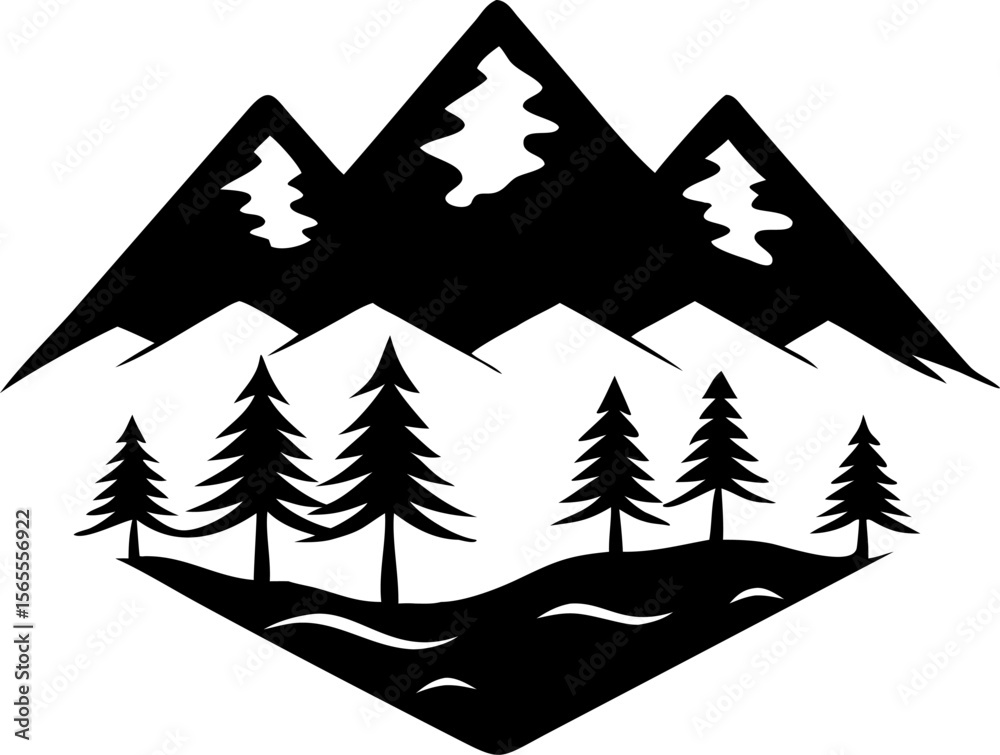 Obraz premium Christmas trees in a snowy winter forest, perfect for holiday celebration