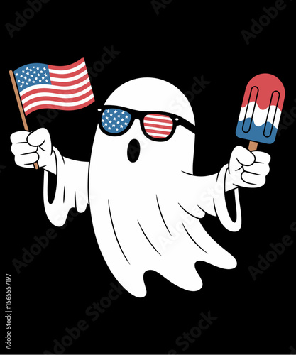 Funny Patriotic Ghost 4th Of July White Red And Boo