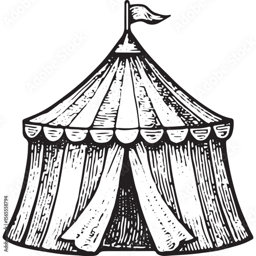 Vintage Circus Tent Icon - Funfair Big Top Clipart, Carnival Tent Graphic