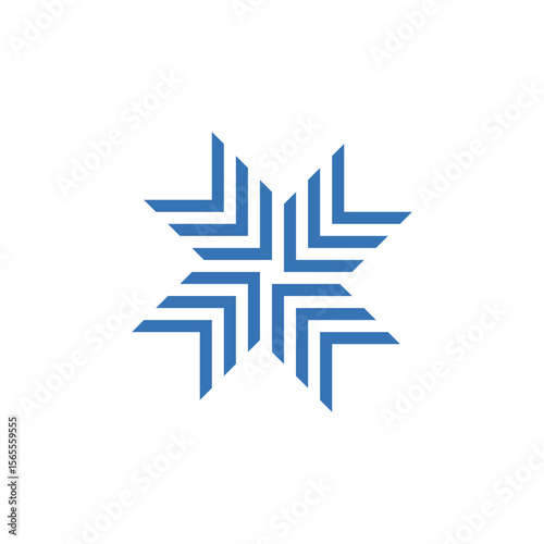 A clean and modern vector logo in the shape of a star composed of blue chevron arrow patterns.