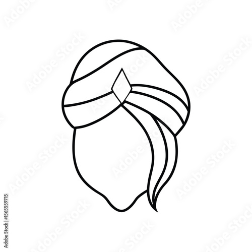 turban with gem line art