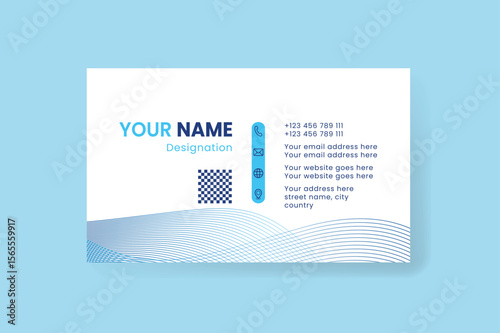 Stylish blue wave business card vector design template