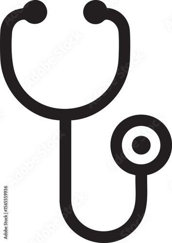 Simple Black and White Stethoscope Icon for Healthcare Medical Professionals and Health Related Content Creation and Design