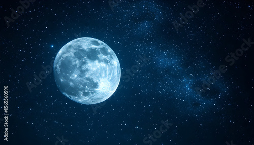 Full moon in the starry sky