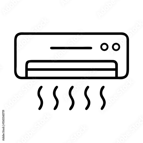 Air conditioner icon, wall mounted unit blowing cool air minimalist style design