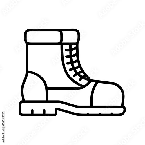 Simple Black and White Illustration of a Classic Work Boot Design