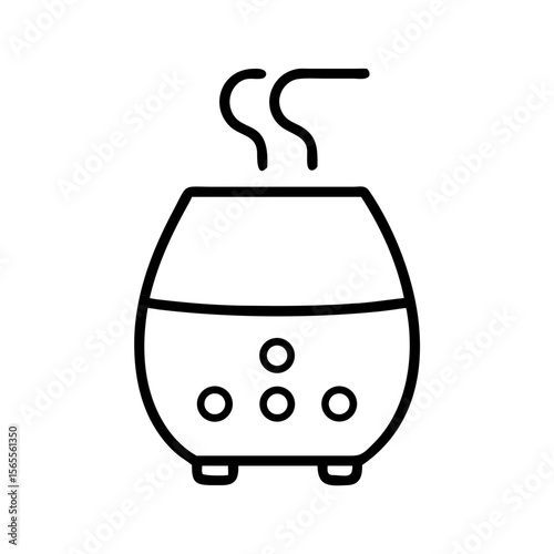 Simple aromatherapy diffuser with vapor illustration in outline minimalist style