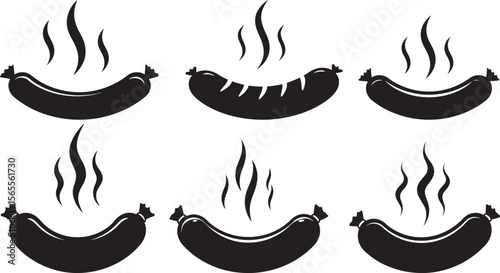 Hot sausage silhouette vector illustration