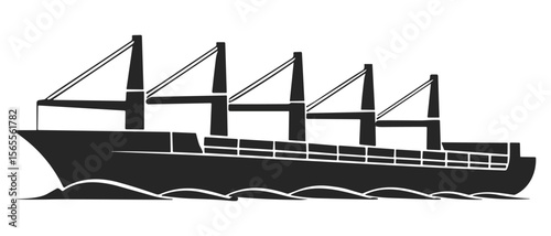 Cargo Ship Silhouette Maritime Freight Transportation Vector Illustration
