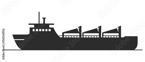 Cargo Ship Silhouette A Vector Illustration of a Bulk Carrier