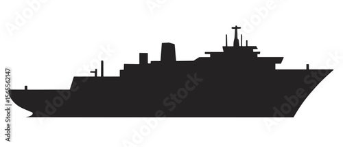 Silhouette of a Large Cargo Ship or Warship